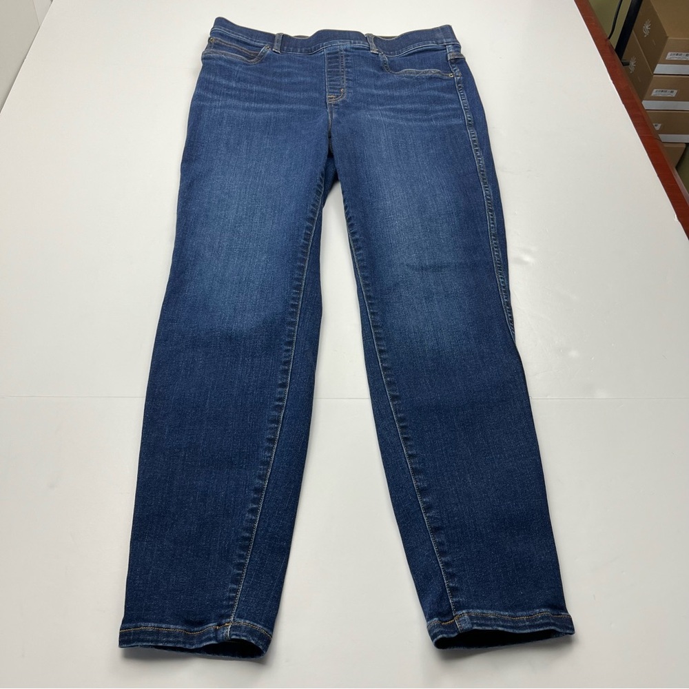 Spanx Womens Ankle Skinny Jeans Dark Blue Stretch Pull-On Large Slimming Stretch